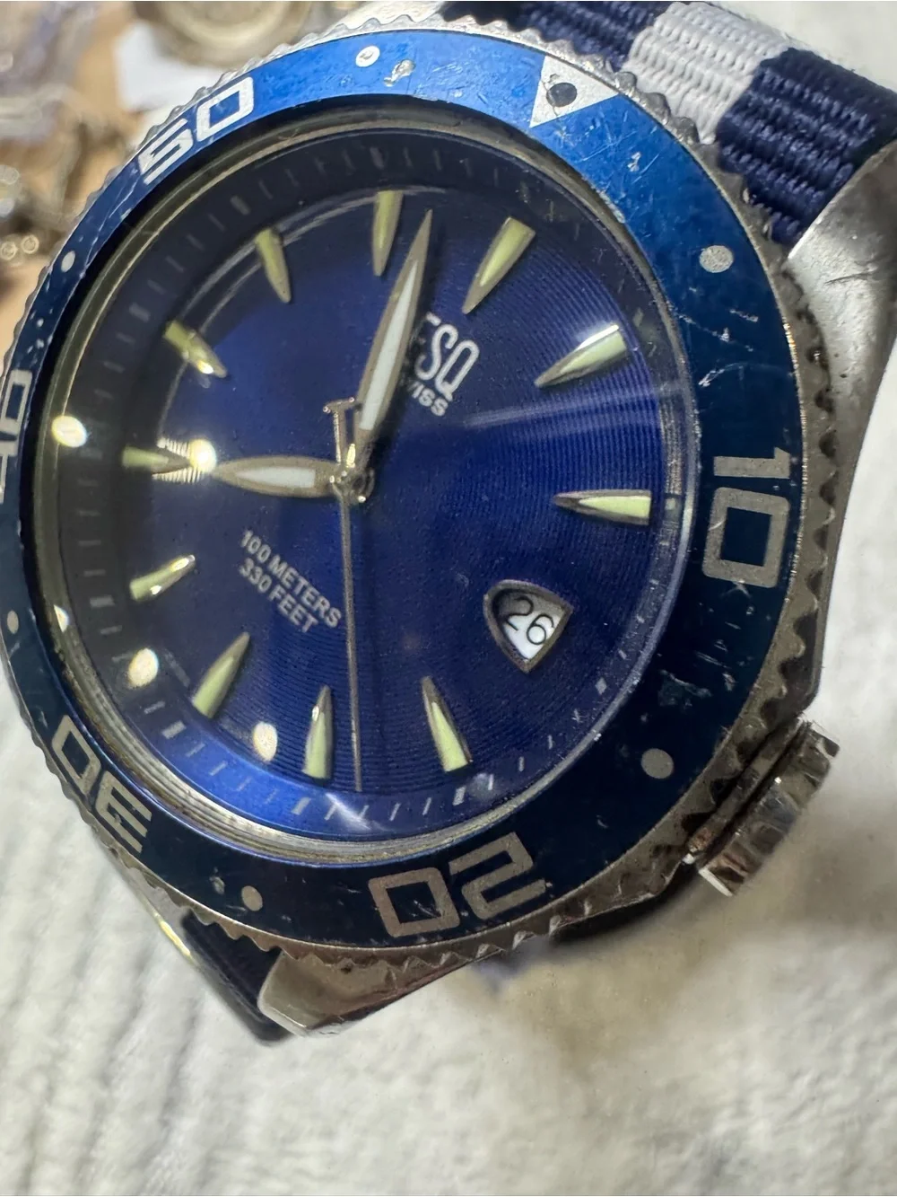 ESQ Swiss Men's Blue Dive Watch - 100 Meters